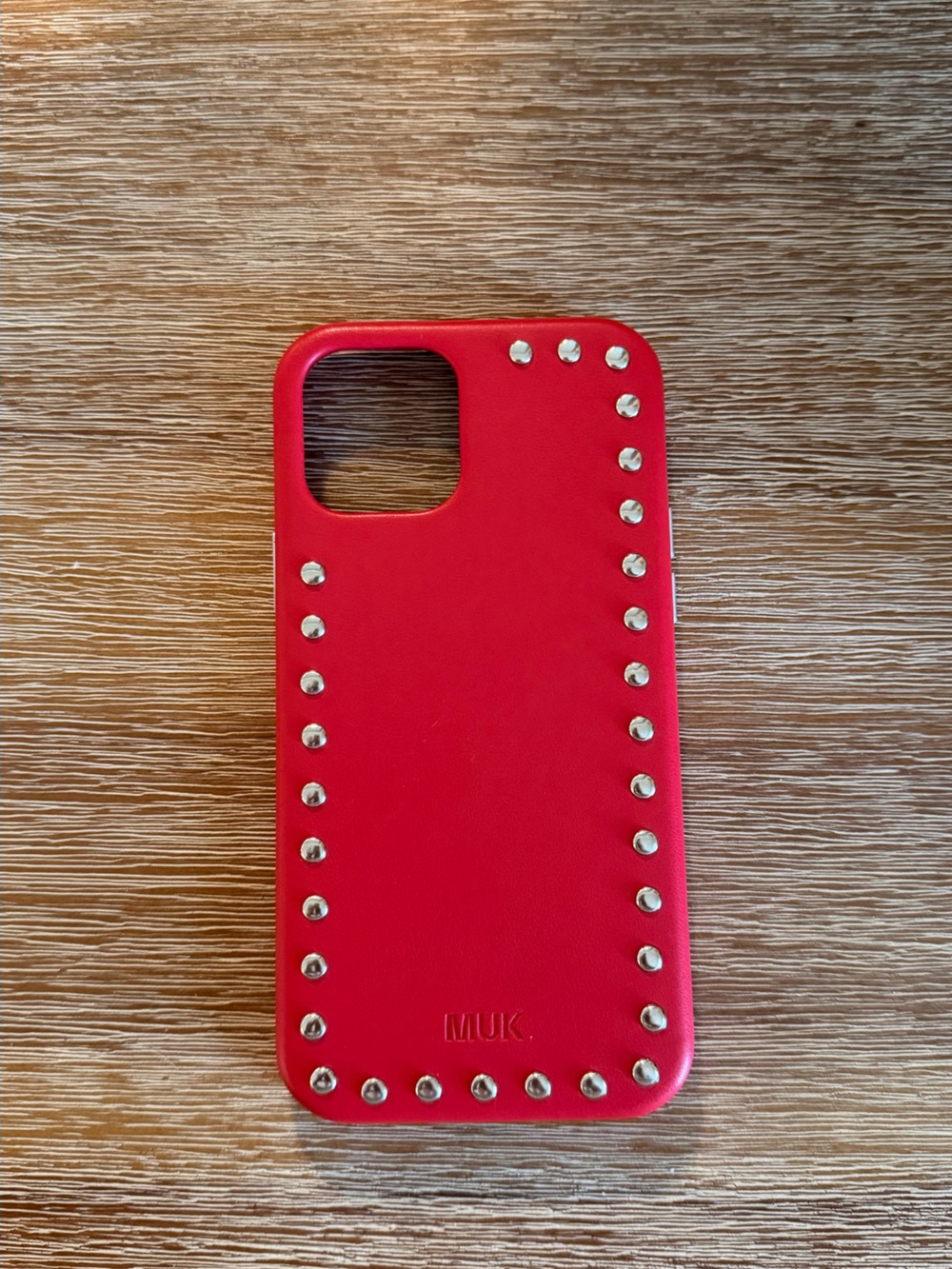 Red Studded Leather Phone Case for iPhone